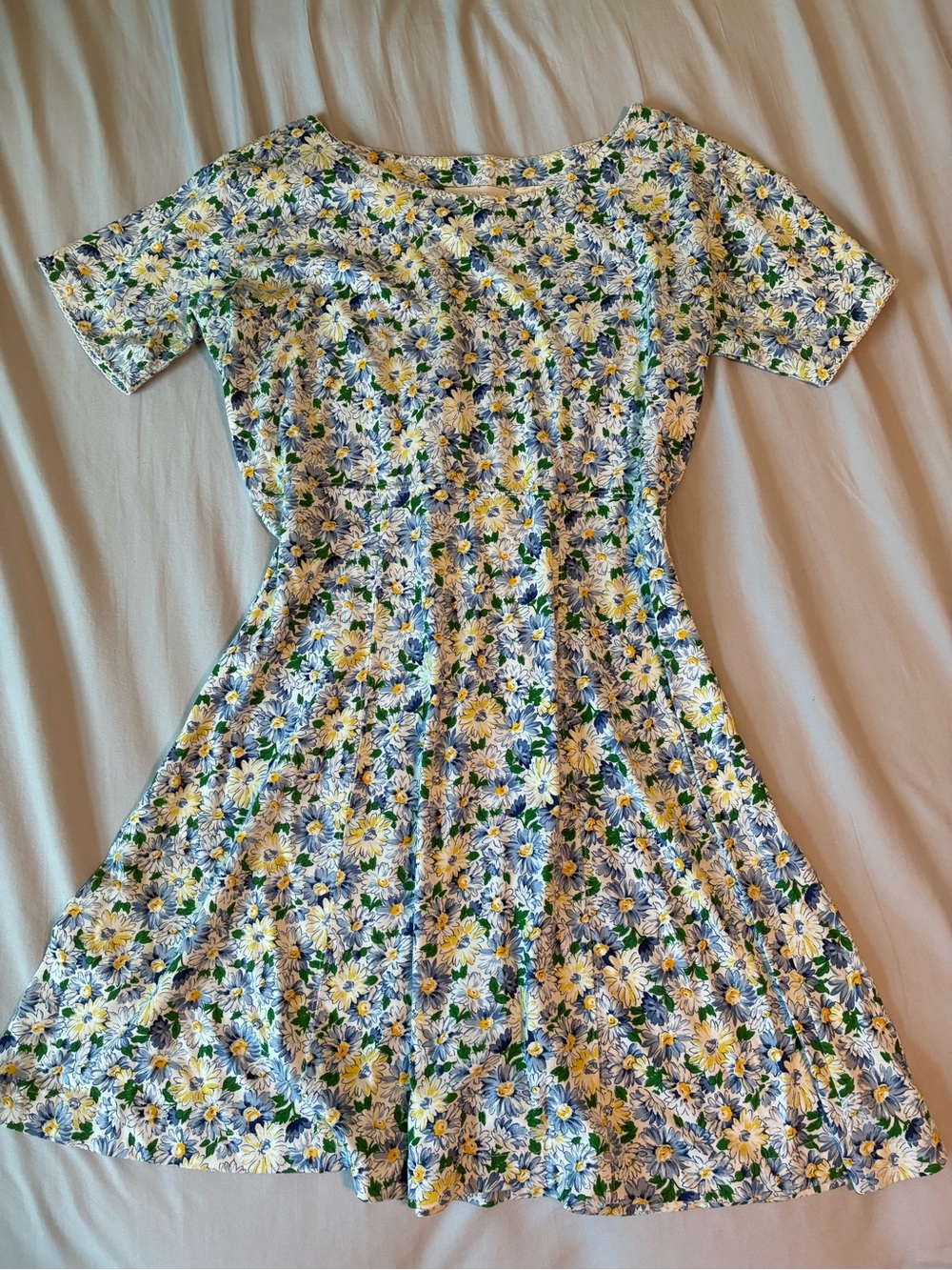 Floral Mini Dress in Yellow & Blue - Women's